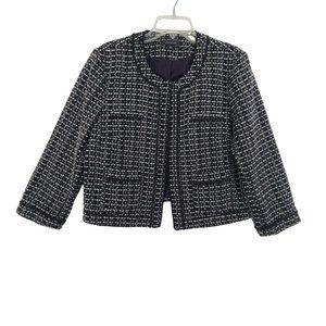 Ann Taylor Tweed Jacket  Blazer black white Size 16